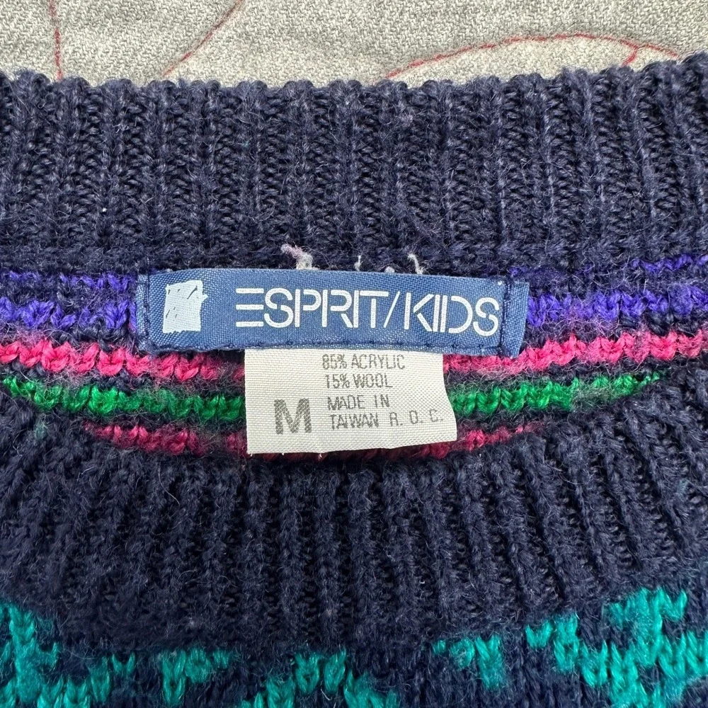 Esprit Kids Sweater Multicolor Geometric Vintage 80s 90s / Kids' Medium